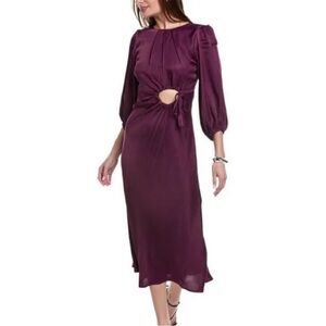 Farm Rio Women's Plum Midi Dress with Cutout Tie Waist